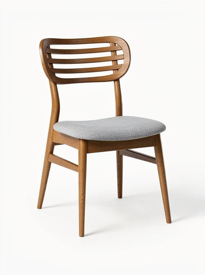 Minimalistischer Holzstuhl mit gepolsterter Sitzfläche**