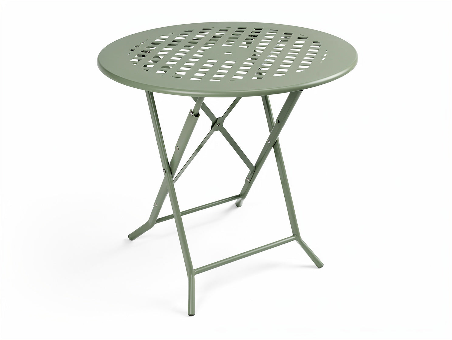Faltbarer runder Tisch aus Metall mit Lochmuster**